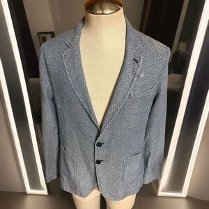 Exibit La Sartoria Mens Blazer 40 R Blue Wool Blend Peak Lapel Sport Coat